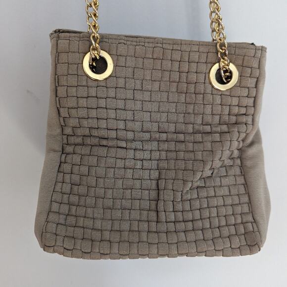 VintageWomen's Inge Christopher Braided Purse Shoulder Bag Taupe Grey Quilted - Picture 1 of 10